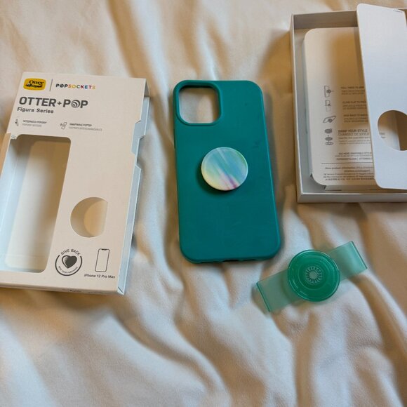 OtterBox + PopSockets iPhone 12 Pro Max Case – Teal with Iridescent PopGrip - Picture 2 of 3